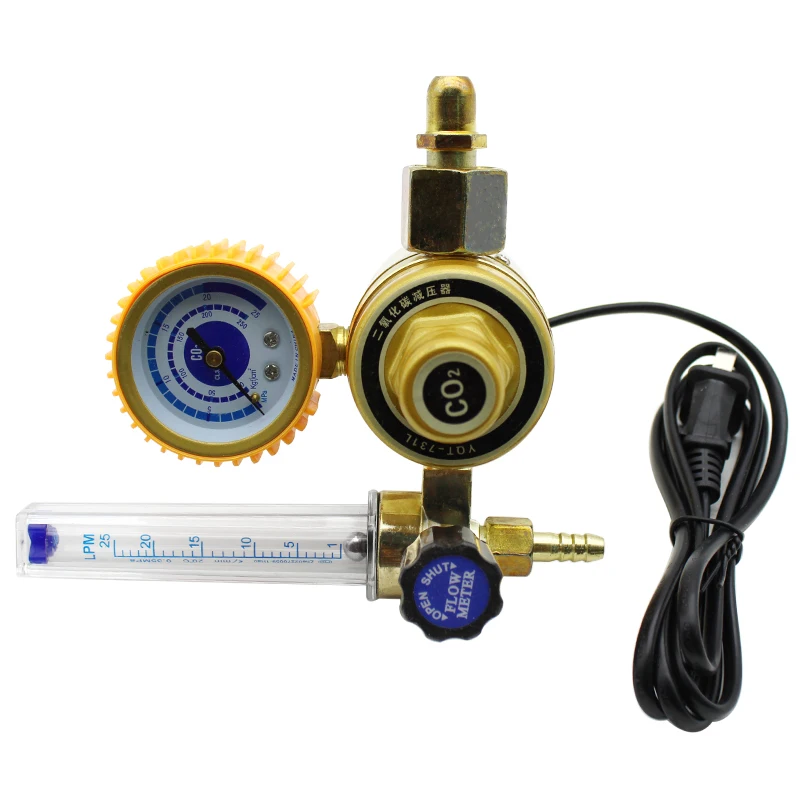 36/110/220V CO2 Pressure Regulator Carbon Dioxide Pressure Reducer Heated Pressure Gauge Meter Flowmeter For MIG/TIG Welding