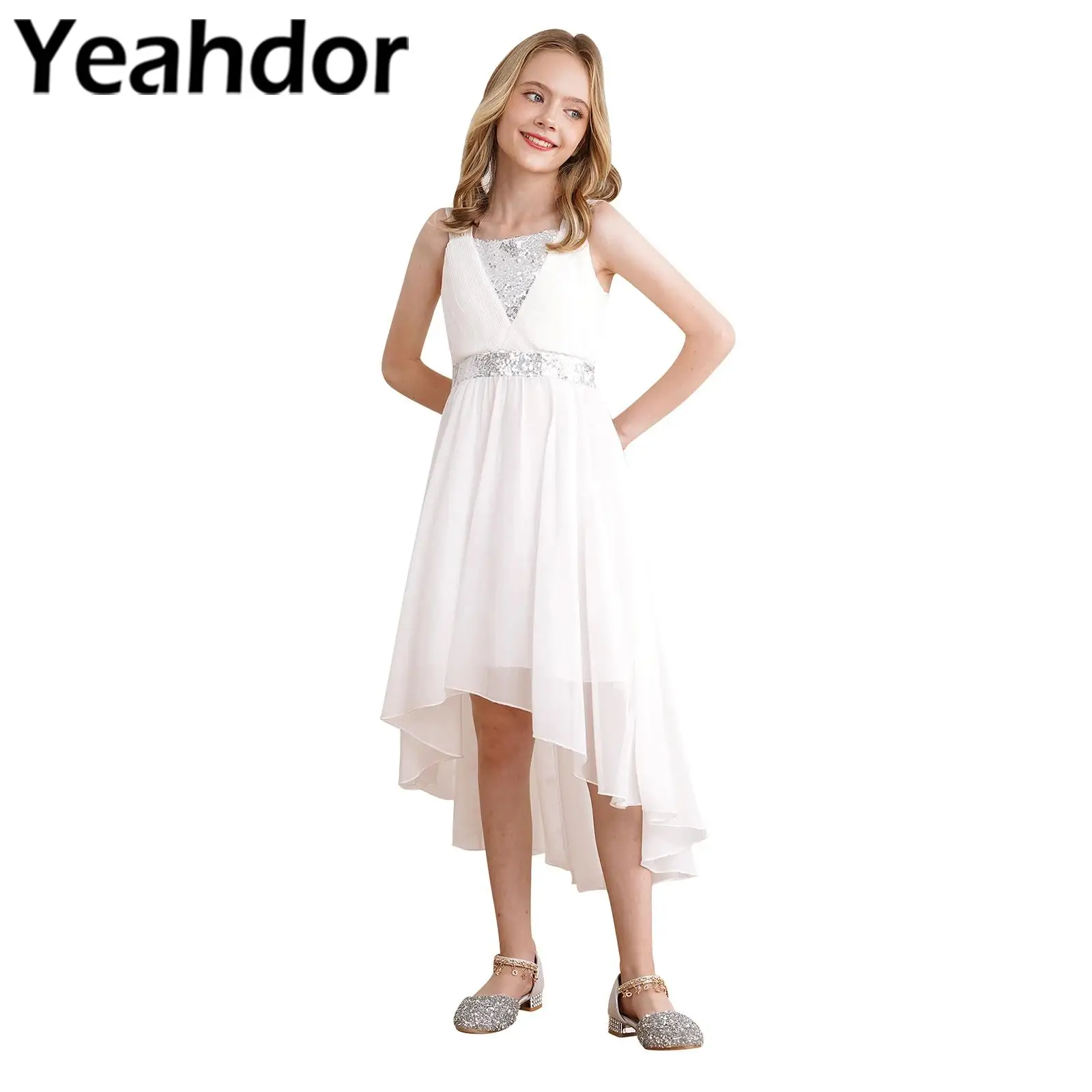 Junior Girl Bridesmaid Dress Kids Chiffon Dress Flower Girls Robe Wedding Costume Children Princess Party Gown Pageant Dress