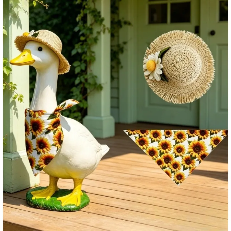 Country Halloween Attire for 23 Inch Porch Goose with Scarecrow Theme for Garden Lawn Ornament and Holiday Party
