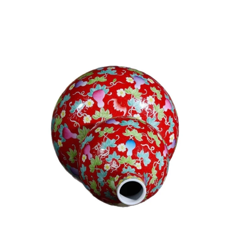 Grilled flower vase master hand-painted pastel ceramic high-end antique home furnishing new Chinese bogu entrance