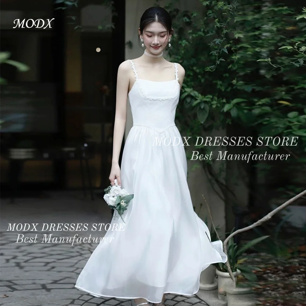 MODX Simple Flower Applique Organza A-Line Korean Wedding Dress Bridal Gown for Photo shoots Customized Vestidos Novias Boda Wom