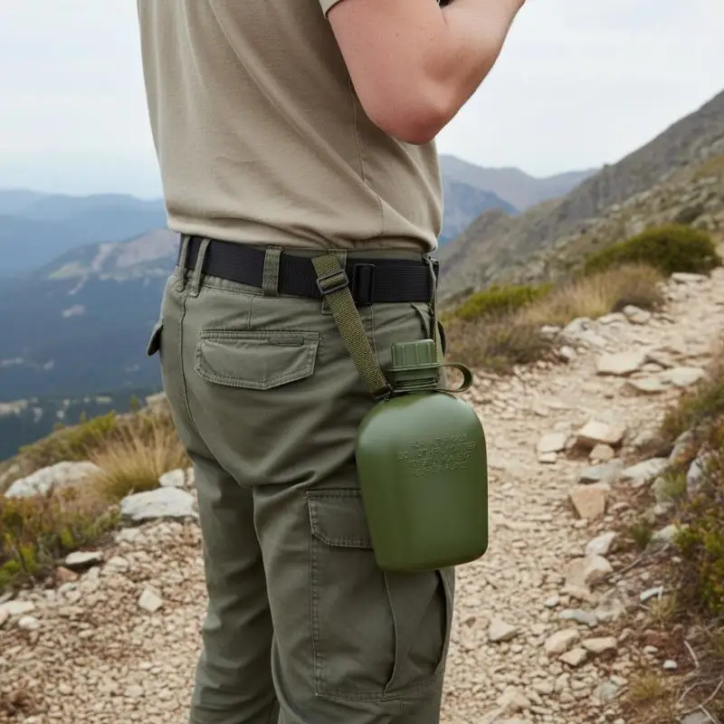 Tactical Water Bottle 1L Military Grade Portable Leakproof for Hiking Camping Outdoor Sports