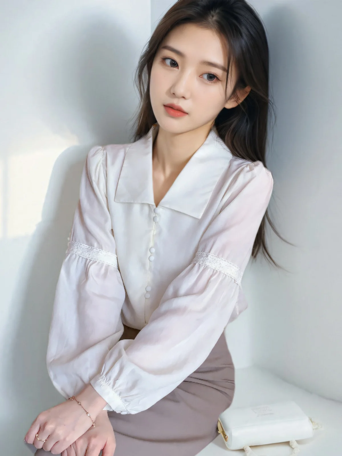 

Уникальный дизайн, женская модная блузка с рукавами-фонариками, новинка весна-осень-зима, топ из полиэфирного волокна