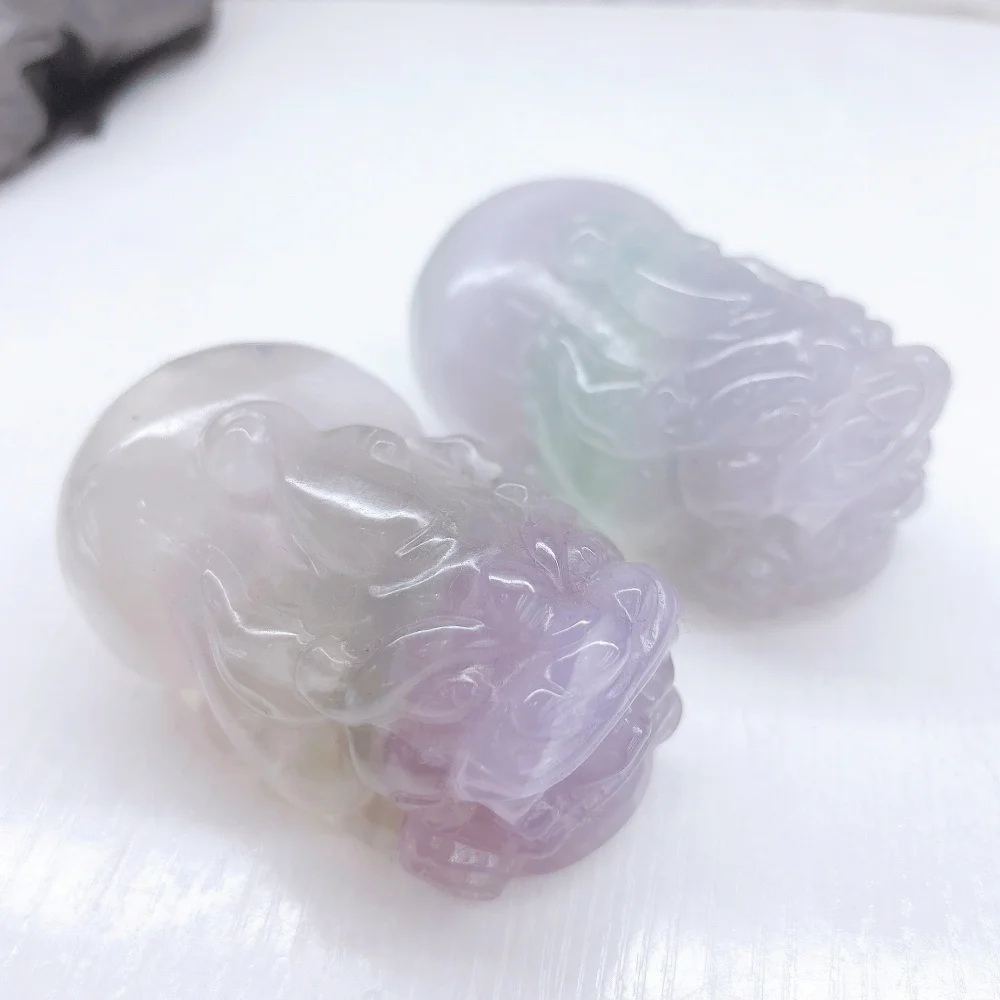Natural Purple Fluorite Nine Tailed Fox Figurine Hand Carved Crystal Fox Statue Healing Stone Home Desktop Fantasy Decor Gift