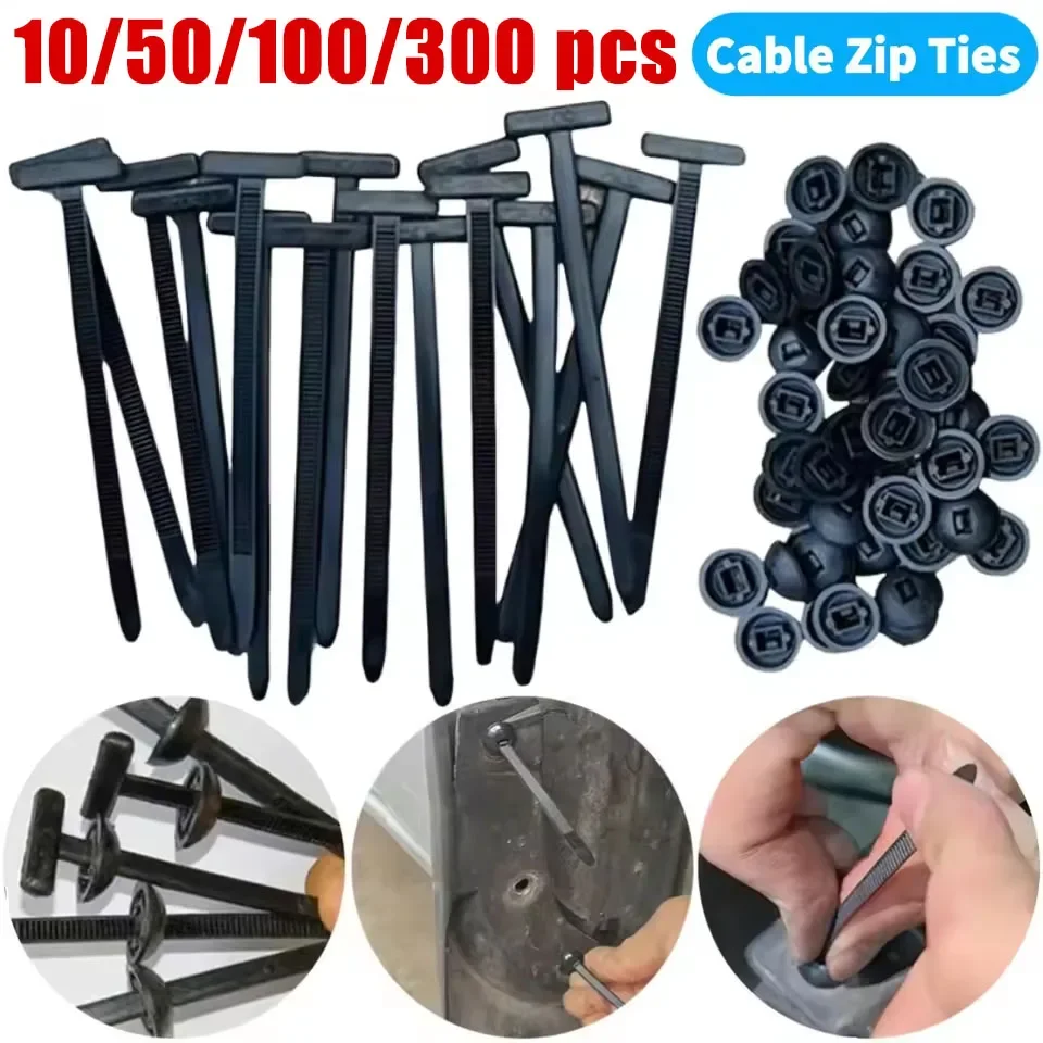 100/50/20Pcs Self-Locked Nylon Cable Tie Push Clips Wire Tie Released Zip Straps Car Pipe Cable Fastener Bundle Fixed Binding
