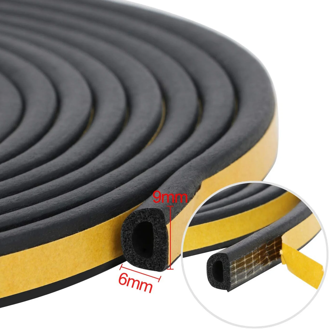 Self Adhesive Sealing Strip Door Insulation Strip 5M Black D Shaped Car Door Seal Glue Strip for Door and Window