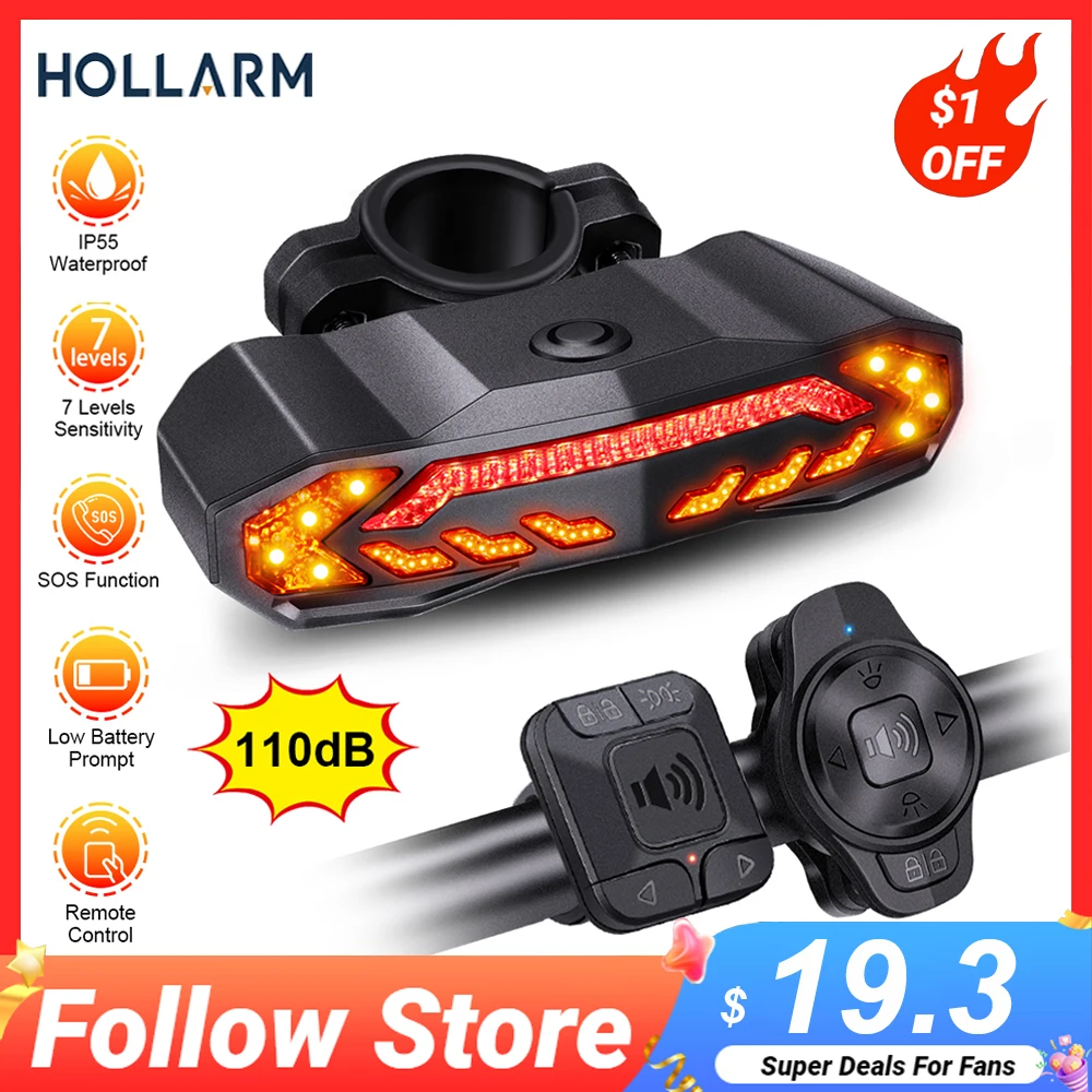 Hollarm Bicycle Alarm Anti-theft Waterproof Electric Bike Car Vehicle Security Alarm Sensitive Remind Vibration Motorcycle Alarm