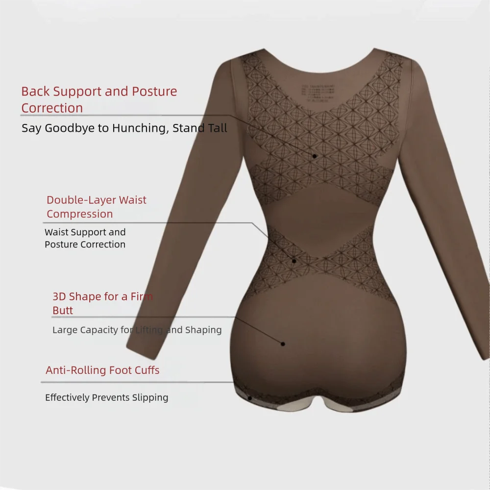ملابس داخلية برقبة على شكل حرف U ملابس داخلية ضيقة للتحكم في البطن ملابس داخلية بدون خياطة للنساء بأكمام طويلة لرفع المؤخرة بدلة يوجا صيفية #2