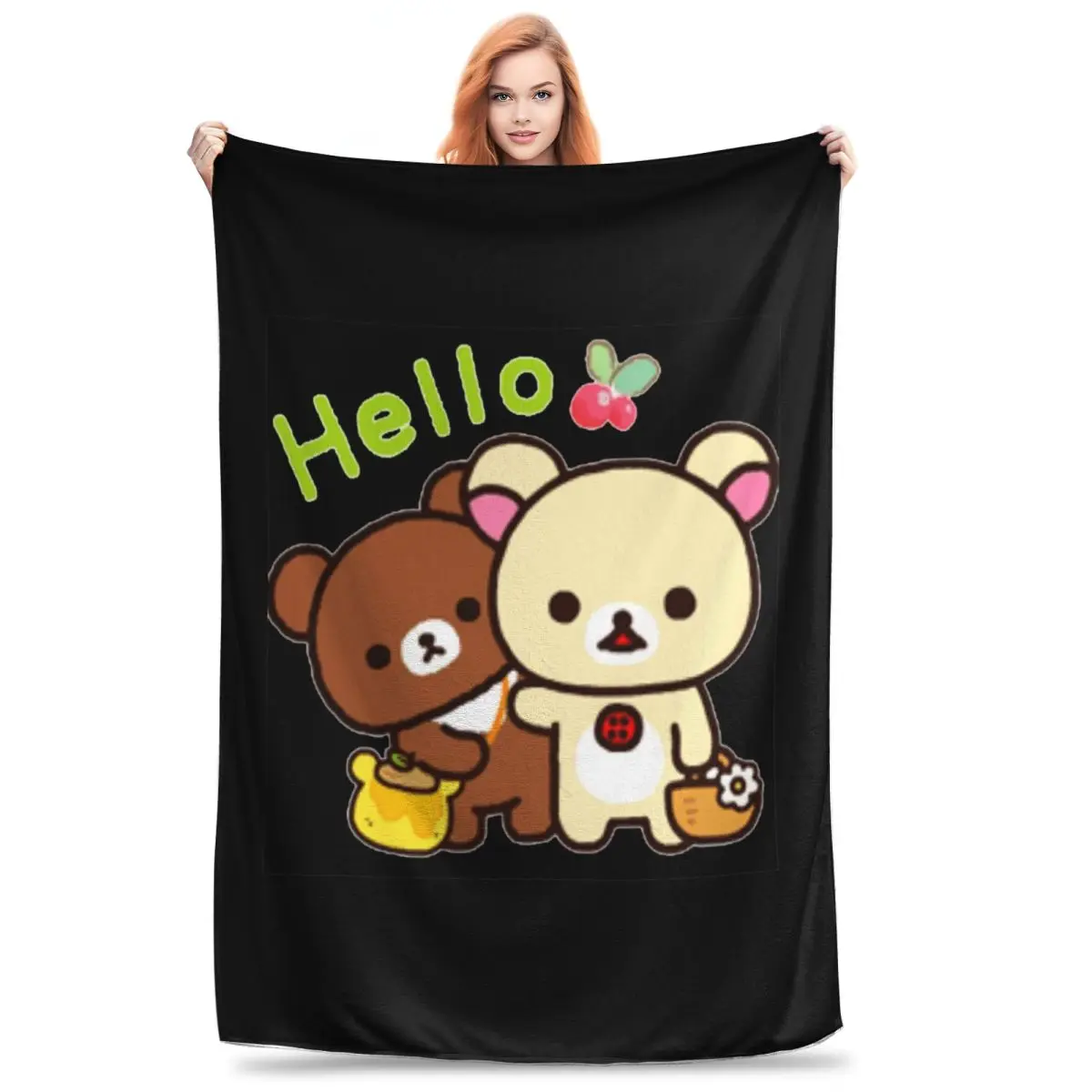 Hello Milk And Mocha Cute Teddy Bears 3 Blankets Flannel Sofa Throw Blankets For Couch Bedding Office Throws Bedspread Quilt