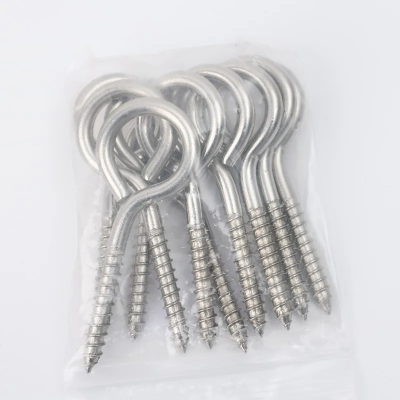 M5 M6 Stainless Steel Screw Eye Bolts Spiral Handle Self Tapping Screws Hook Ring Eyelet Hooks for Indoor and Outdoor Hanging
