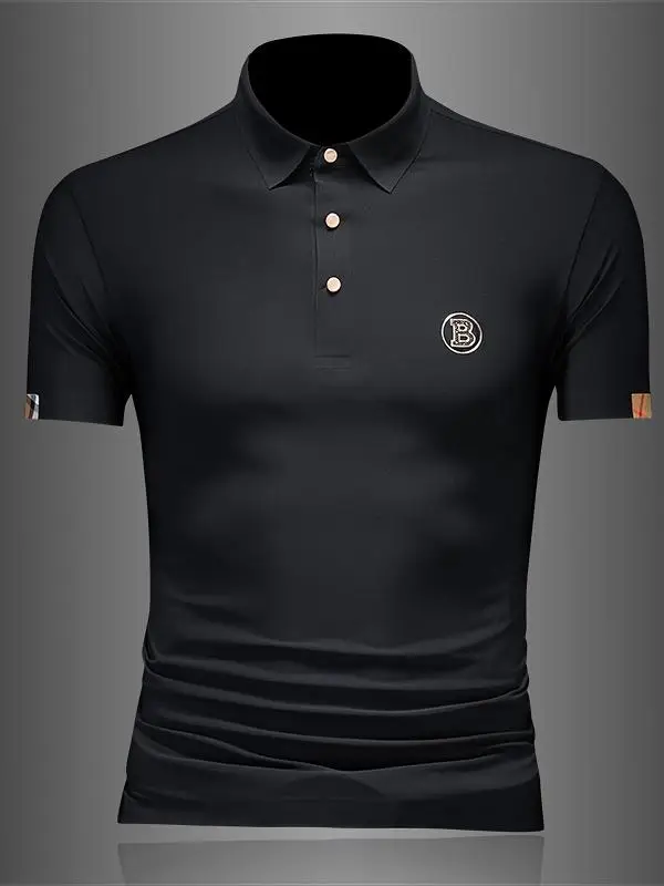 

Ice Silk ort Sve T-irt Men's Busin Casual irt Ice Sensation Breathable Qui Dry Large Size Upper Apparel