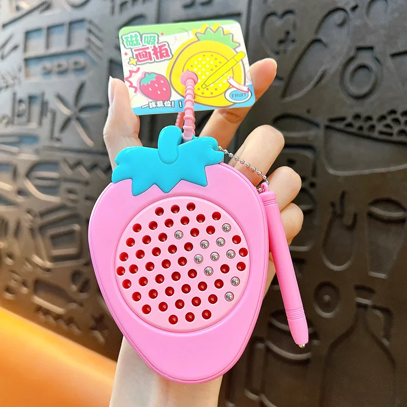 Leuke simulatie fruit stress magnetische tekentafel sleutelhanger hanger schattige aardbei ananas tekentafel feestcadeau