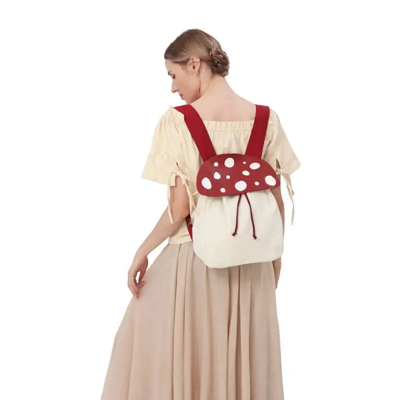 

DAZCOS Renaissance Mushroom Backpack Lightweight Drawstring Canvas Bag Ren Faire Larp Accessories Mushroom Backpack for Renfaire