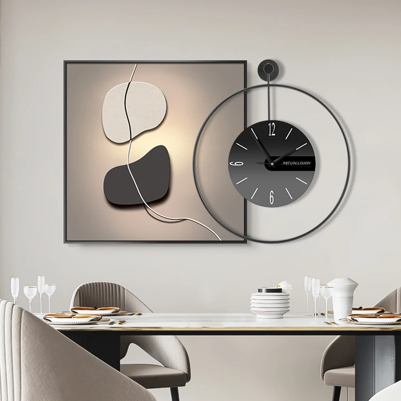 Modern restaurant decoration painting minimalist silent clock