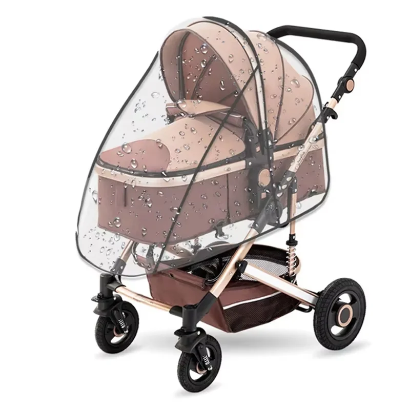 B08B-Protector solar transparente y transpirable, cubierta para lluvia, cochecito Universal, coche de bebé, carrito de viento, paraguas, impermeable