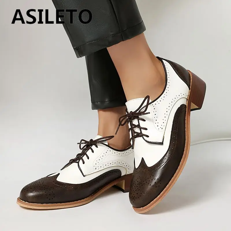 

ASILETO Brand 2025 Vintage Female Flats Round Toe Lace Up Mixed Color Large Size 45 46 47 48 Leisure Daily Women Shoes Spring