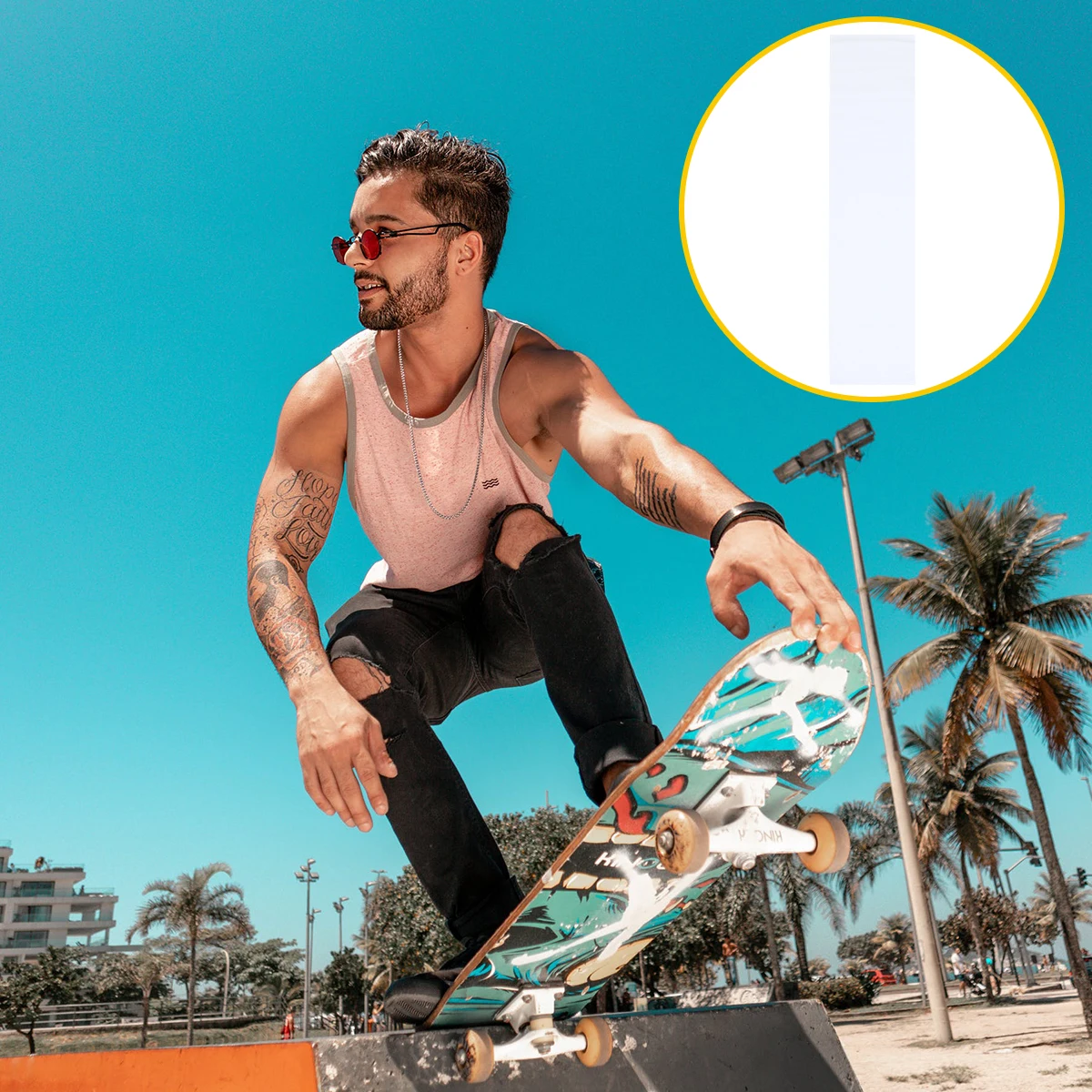 

1 pc Transparent Sandpaper For Skateboard Scooter Sticker Waterproof Grip Tape Durable Non Slip Strong Adhesion Easy Cut