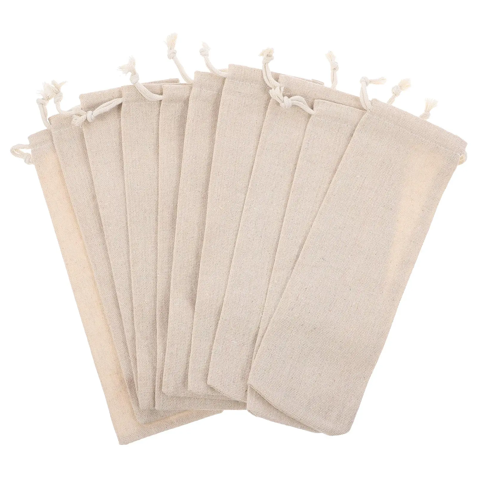 

Straw Storage Bag 10 Pcs Cotton Linen Pouch Case for Cutlery Travel Lightweight Foldable Carrying Protect