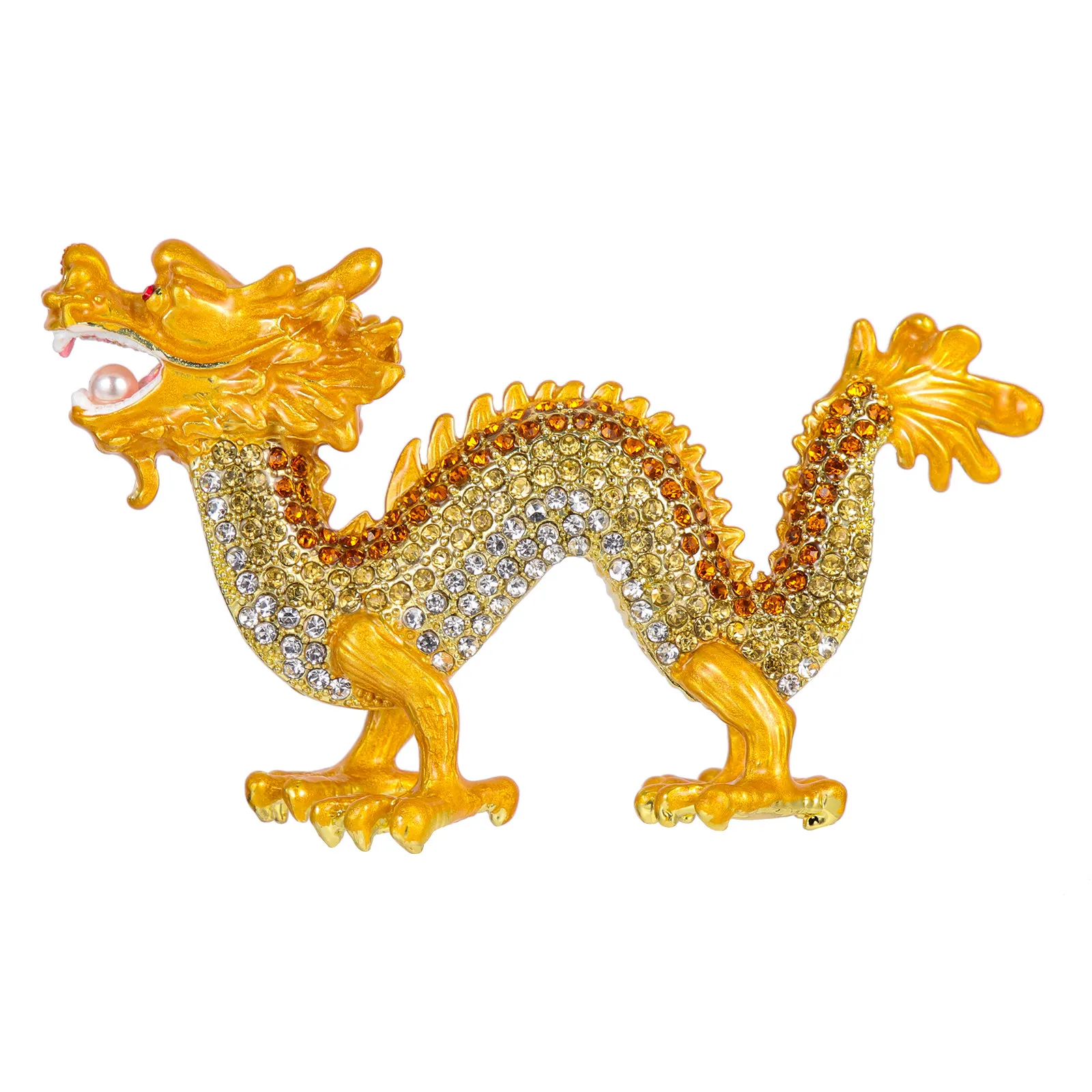 

Rhinestone Alloy Dragon Statue Desktop Decor Creative Exquisite Craftsmanship Flat Bottom Non Deform Small Space Saving Zodiac