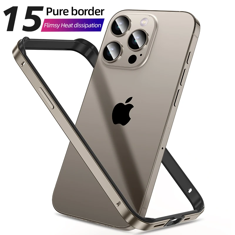 Natural Titanium Gray Bumper Case For iPhone 15 Pro Max 14 Plus 13 Mini 12 11 X XS XR SE 2022 2020 15Pro 14Pro Phone Accessories