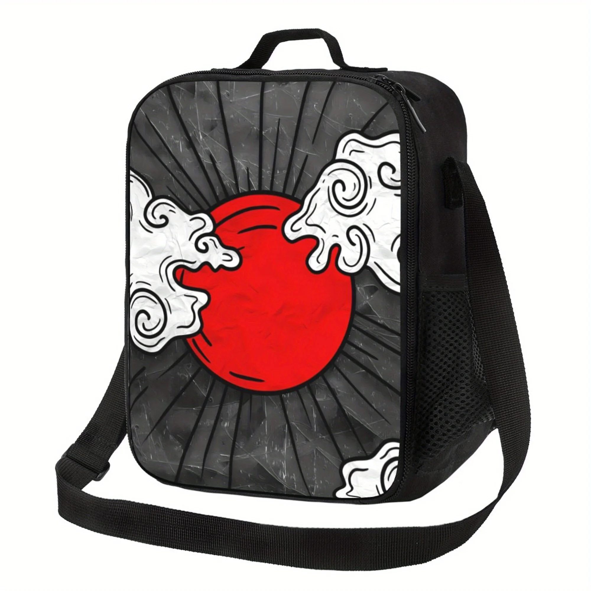 Портативная многоразовая изолированная сумка для обеда с рисунком красного облака, 1 шт., 10,5x8x4,5 дюйма, обычное водонепроницаемое полиэфирное волокно, смешанные цвета,