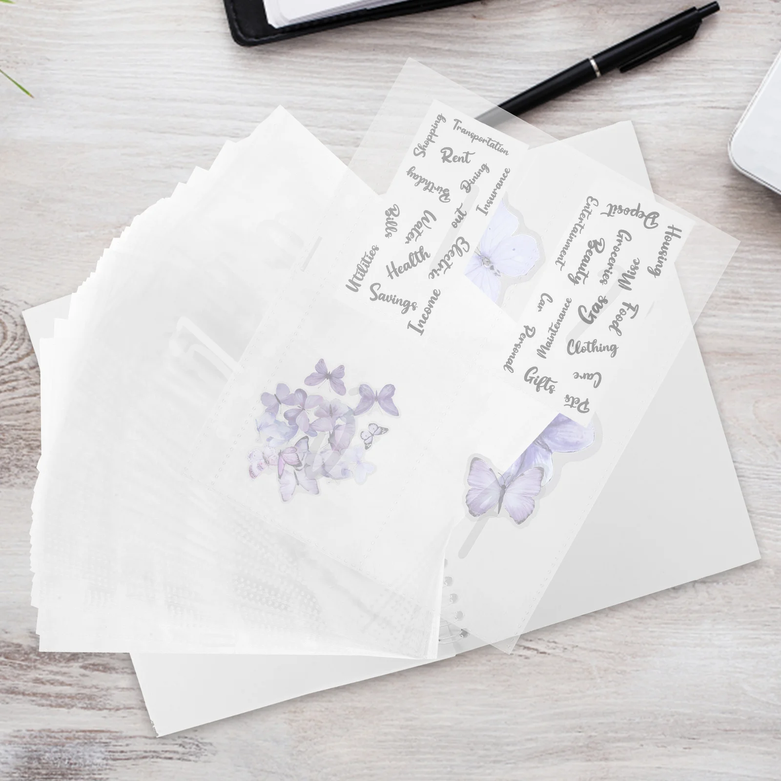 

100pcs Portable Budget Inserts For Binder Clear Envelopes Reusable Pvc Binder Pockets Multi-Use Budget Accessories Replaceable