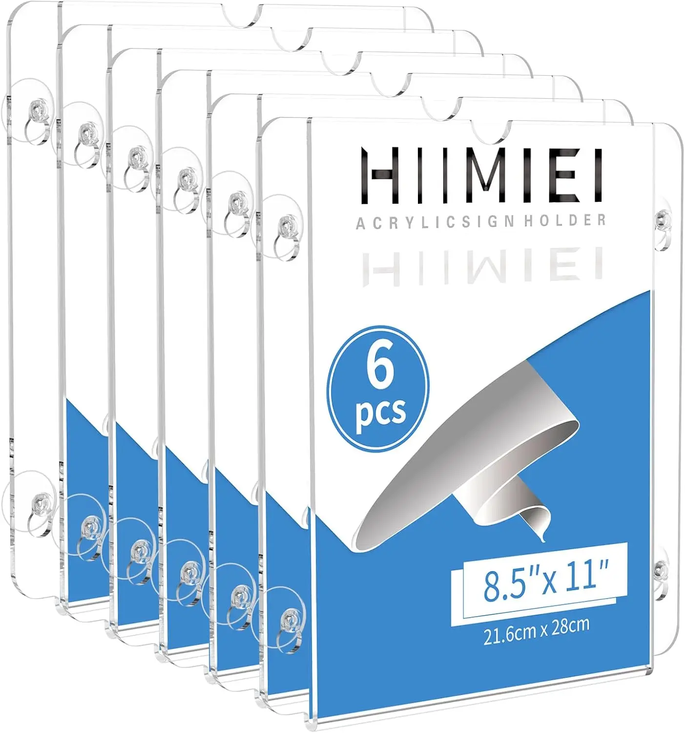 

Прозрачные акриловые держатели для табличек с присосками, 8,5x11 дюймов, для стеклянных дверей и стен, набор из 6 штук