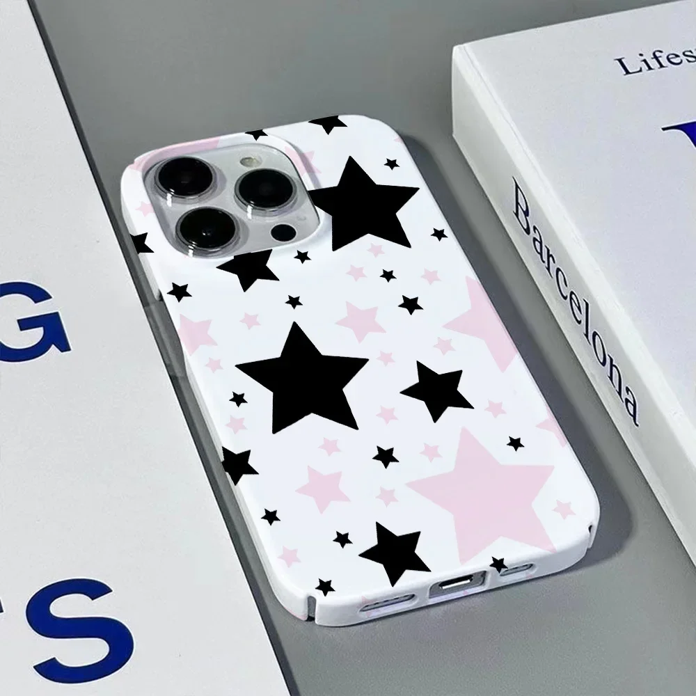 Japan Korea Ins Star Phone Case for IPhone 16 15 14 13 12 11 Pro Max XS XR XSMax 6 7 8 Plus Glossy HD Hard PC Cover