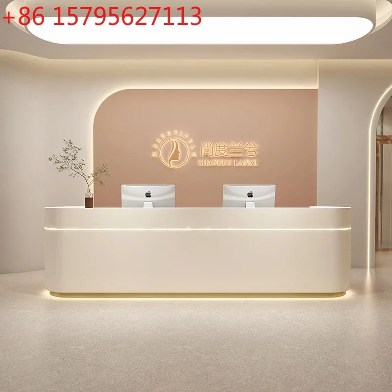 

Стойка ресепшн для салона красоты, маникюрного салона, салона по уходу за кожей, бара, компании, простая, современная, в стиле лайт-люкс, с возможностью индивидуального заказа