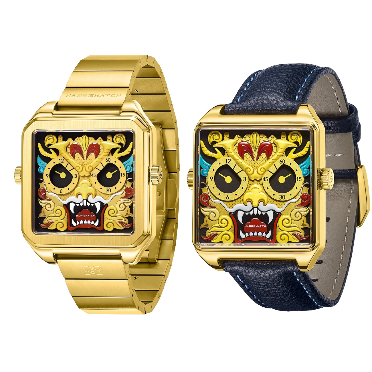 Happie Watch Couple Quartz Watches Real Moon phase Calendar Watch for Men/Women Elegant Luxury Women Wristwatch Gift Box Set