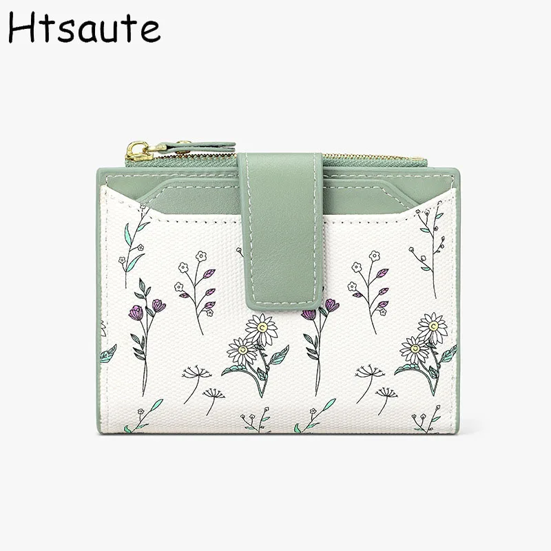 

Модная сумка с цветочным принтом для девочек, кошельки из искусственной кожи, кошелек с застежкой, женские маленькие сумки для денег, кошелек для монет, держатель для карт, клатч, дропшиппинг