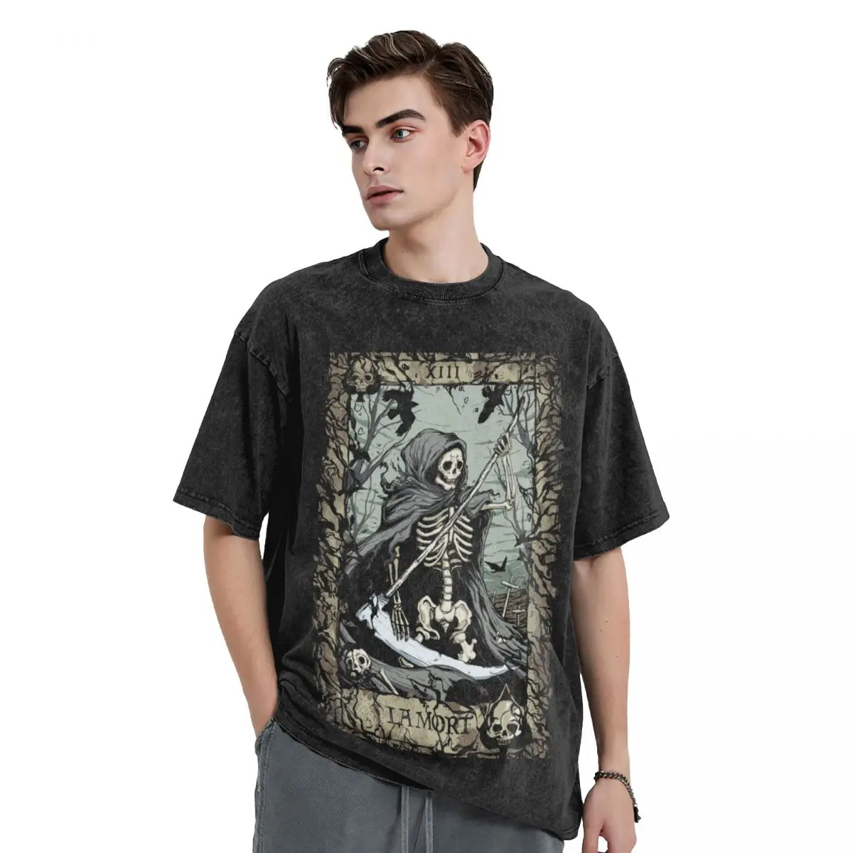 La mort T-Shirt man t shirt oversized basketball graphic tees baggy shirts mens clothes