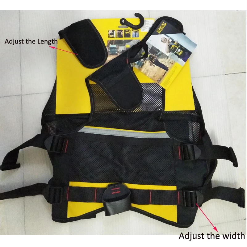 Stanley Fatmax FMST530201 Multi Pocket Tool Vest Holder Reflective Safety Strip Adjustable Strap Workwear Storage vest for tools