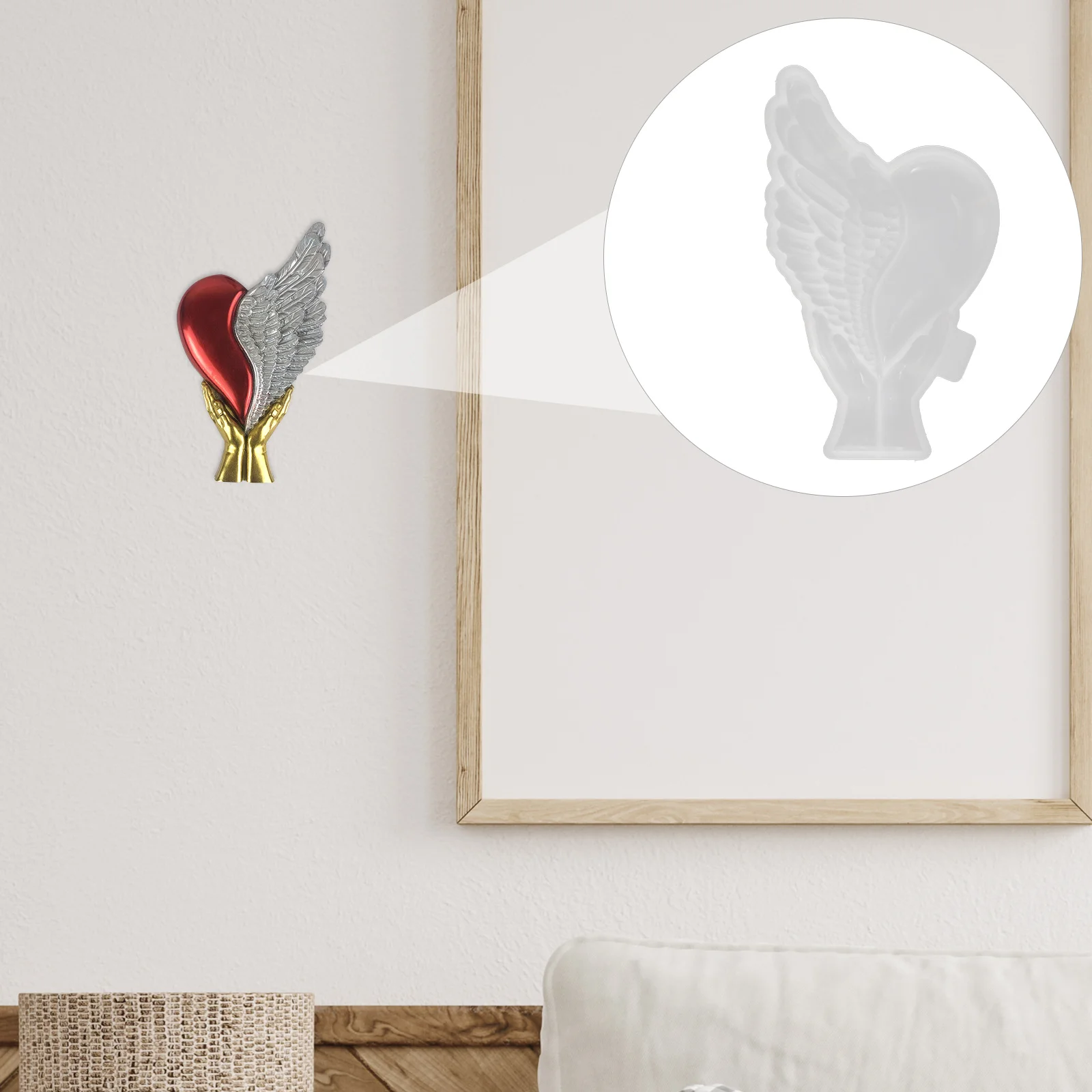 

Heart Silicone Mold Flexible Durable DIY Epoxy Casting Mold Creative Wing Shape for Handmade Wall Decor Silicone Molds