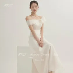 TULX Korea Photo Shoot Simple One-Shoulder Bow Wedding Dresses Floor Length Organza Bridal Gowns Corset Back 웨딩드레스 Customized
