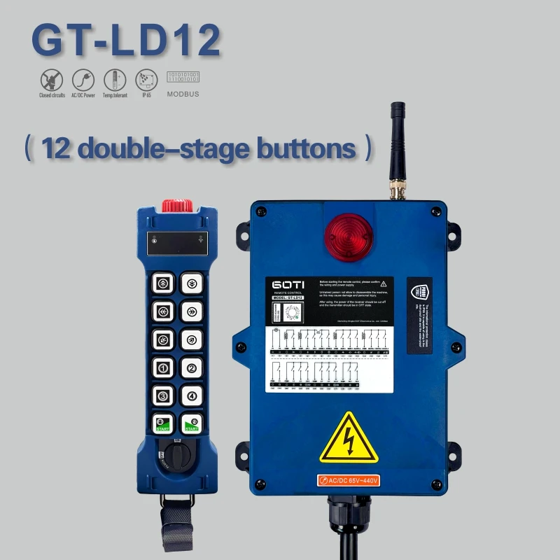 GT-LD12 Industrial Wireless Crane Hoist Remote Control Switch Dual Speed 12 Channel Replace UTING F24-12D TELEcontrol