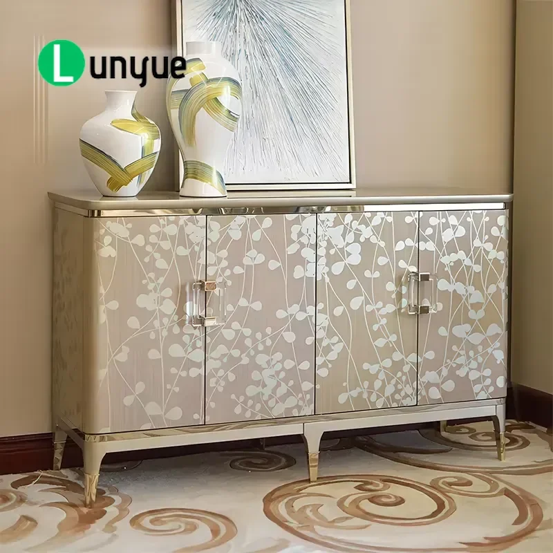 Modern French Hand Painted Dressing Cabinet with Flashing Lights Unique Home Furniture Bedroom Vanity Table Storage Organizer