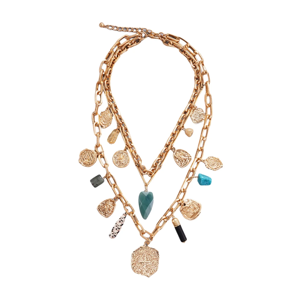 

Vintage Geometric Multi-Layer Pendant Necklace For Ladies Classic Style Fashion Party Festival Jewelry Holiday Gifts