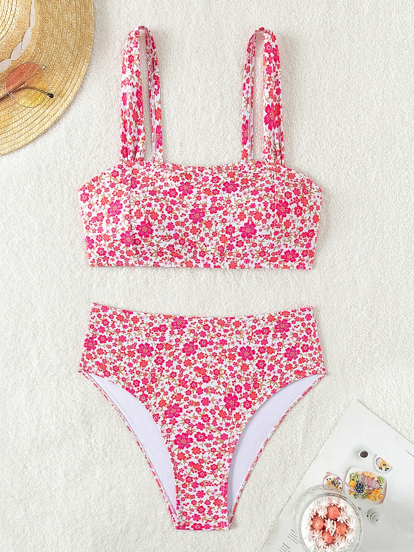 

Merloly купальник с высокой талией, женский комплект бикини с принтом, новинка 2025 года, бандажный купальник, купальный костюм, бикини