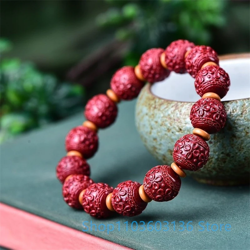 Natural Cinnabar Beads High Content Purple Gold Sand Bracelet Men Luxury Bracelet Femmes Christmas Gifts Natural Stone Bracelet