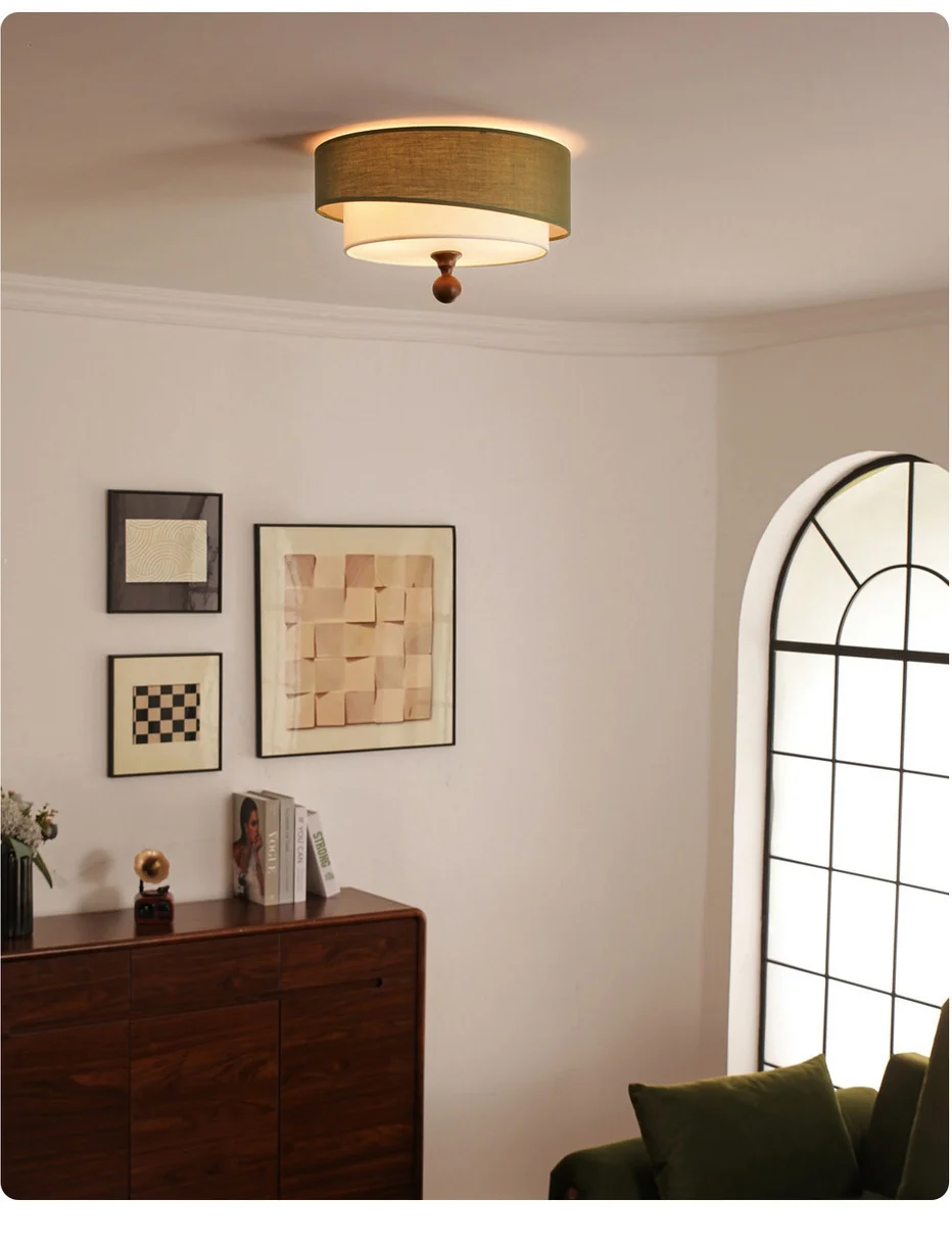 Bedroom Romantic Fabric E27 LED Ceiling Lights Nordic
