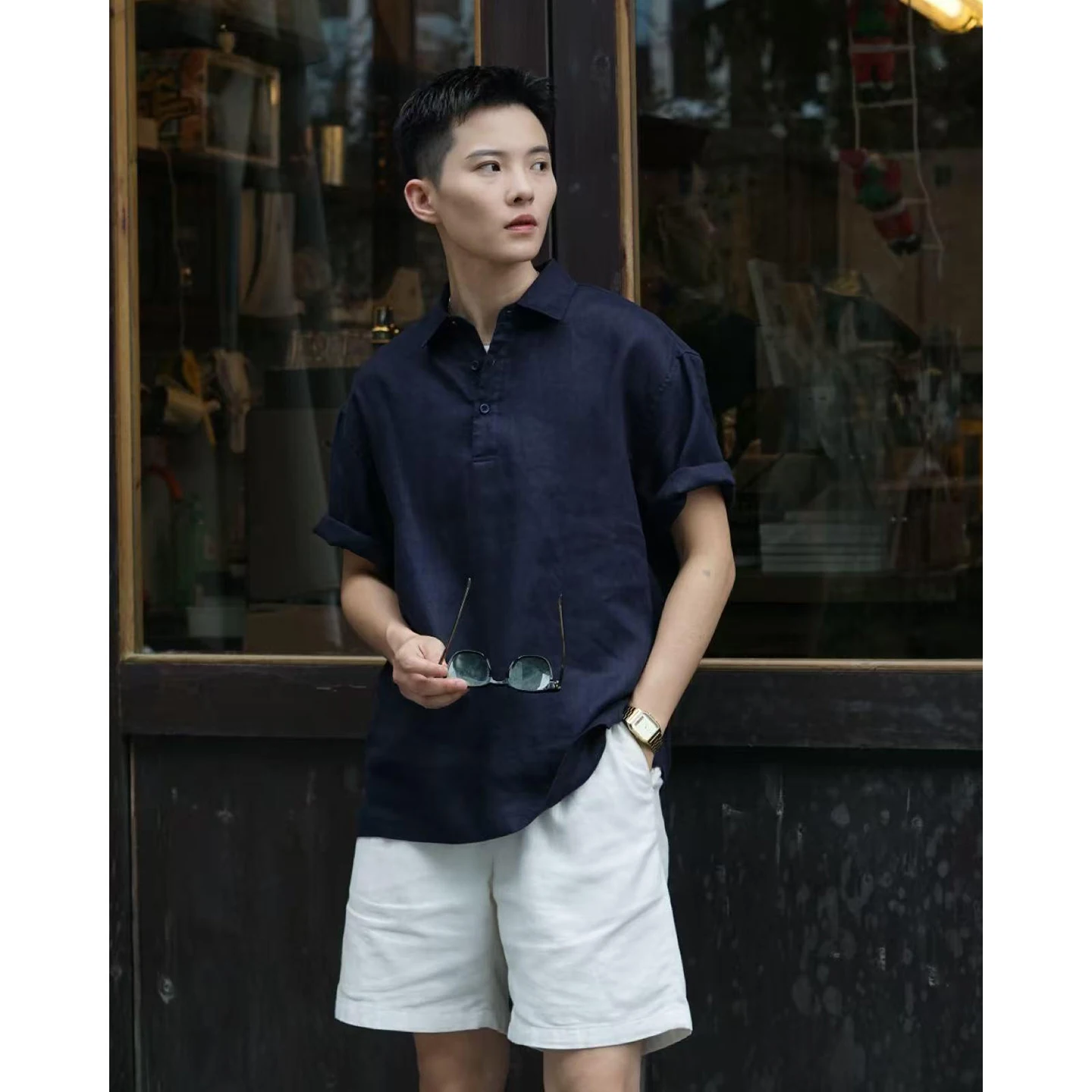 

Lightweight Breathable Men's Cotton Linen ort Sve irt Summer T-irt American Old Money Sle Casual Loose Fit