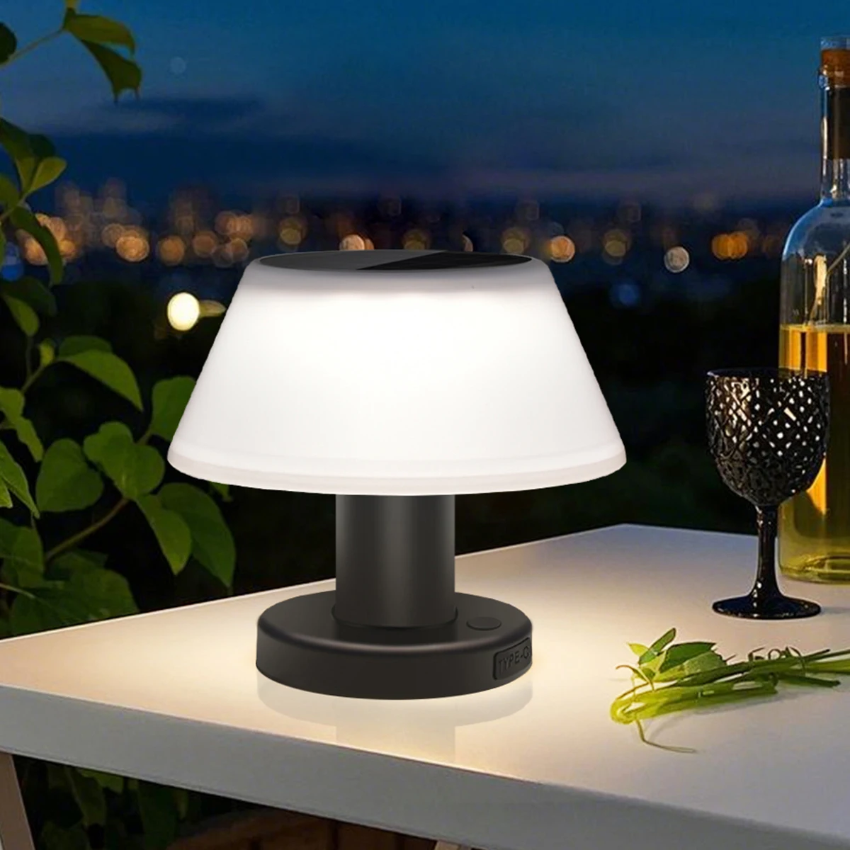 مصباح طاولة بالطاقة الشمسية مع بطارية 2200 مللي أمبير في الساعة شحن مزدوج بالطاقة الشمسية وUSB 4 إعدادات سطوع IP65 مقاومة للماء للضوء الشمسي المكتبي
