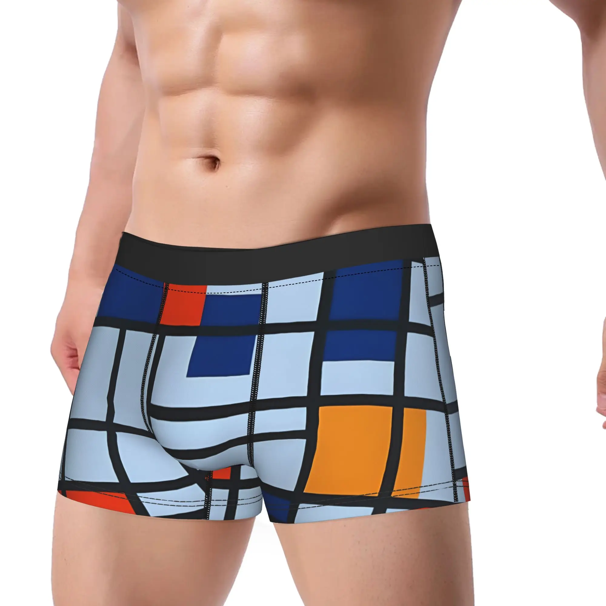 1piece Abstract Geometric Modern Composition  Underpants Homme Panties Male Underwear Ventilate Shorts