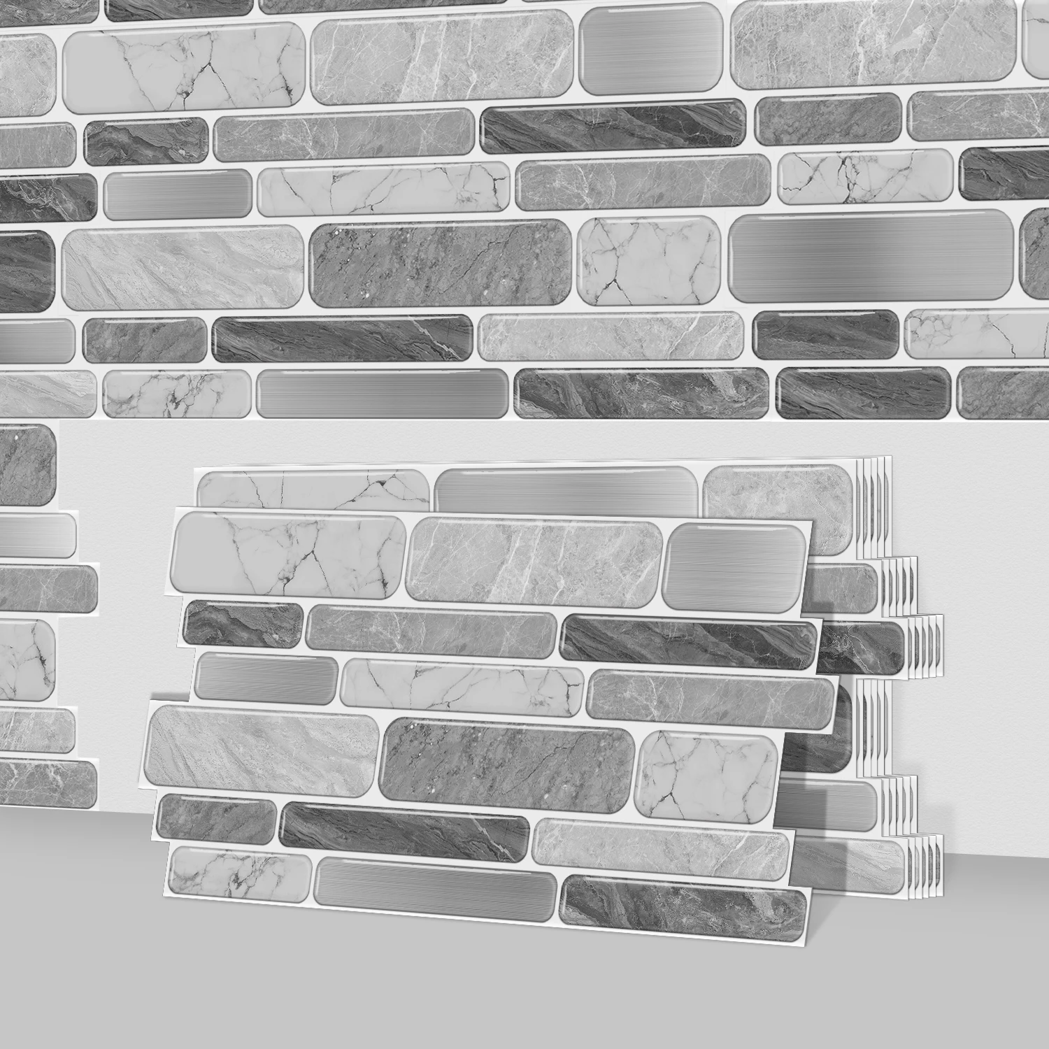 

(6/12/24/48PCS) Easy to install marble self-adhesive waterproof stickers, suitable for home wall decoration