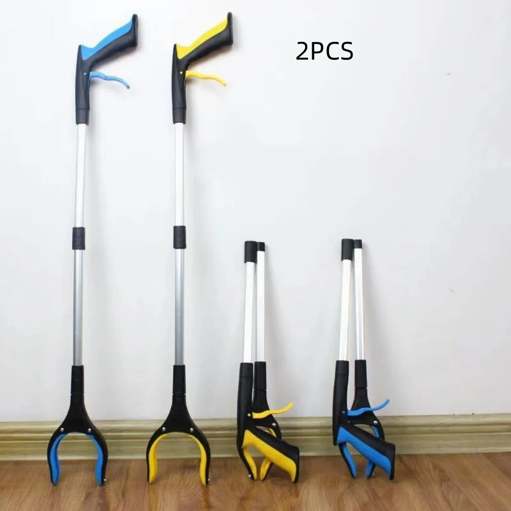 2Pcs Foldable Grabber Reacher Tool 32 Inch, 360° Rotating Jaw Magnetic Tip, Lightweight Litter Picker for Trash Pick Up