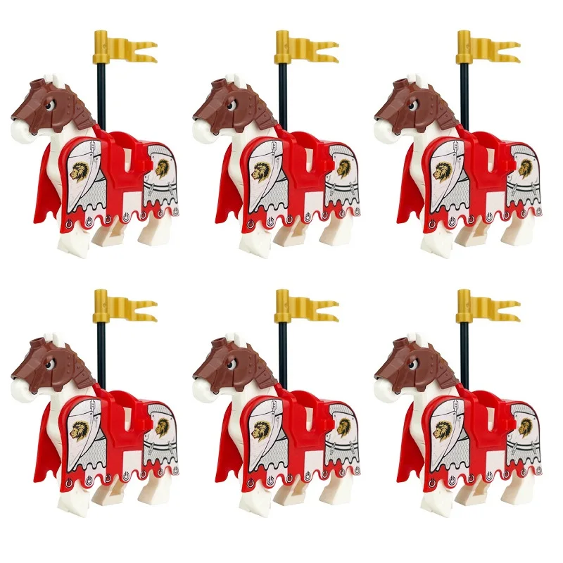 Middle Ages Military Knight Soldier Warhorse Cold Weapons MOC Mini Action Figures Accessories Building Block Toys