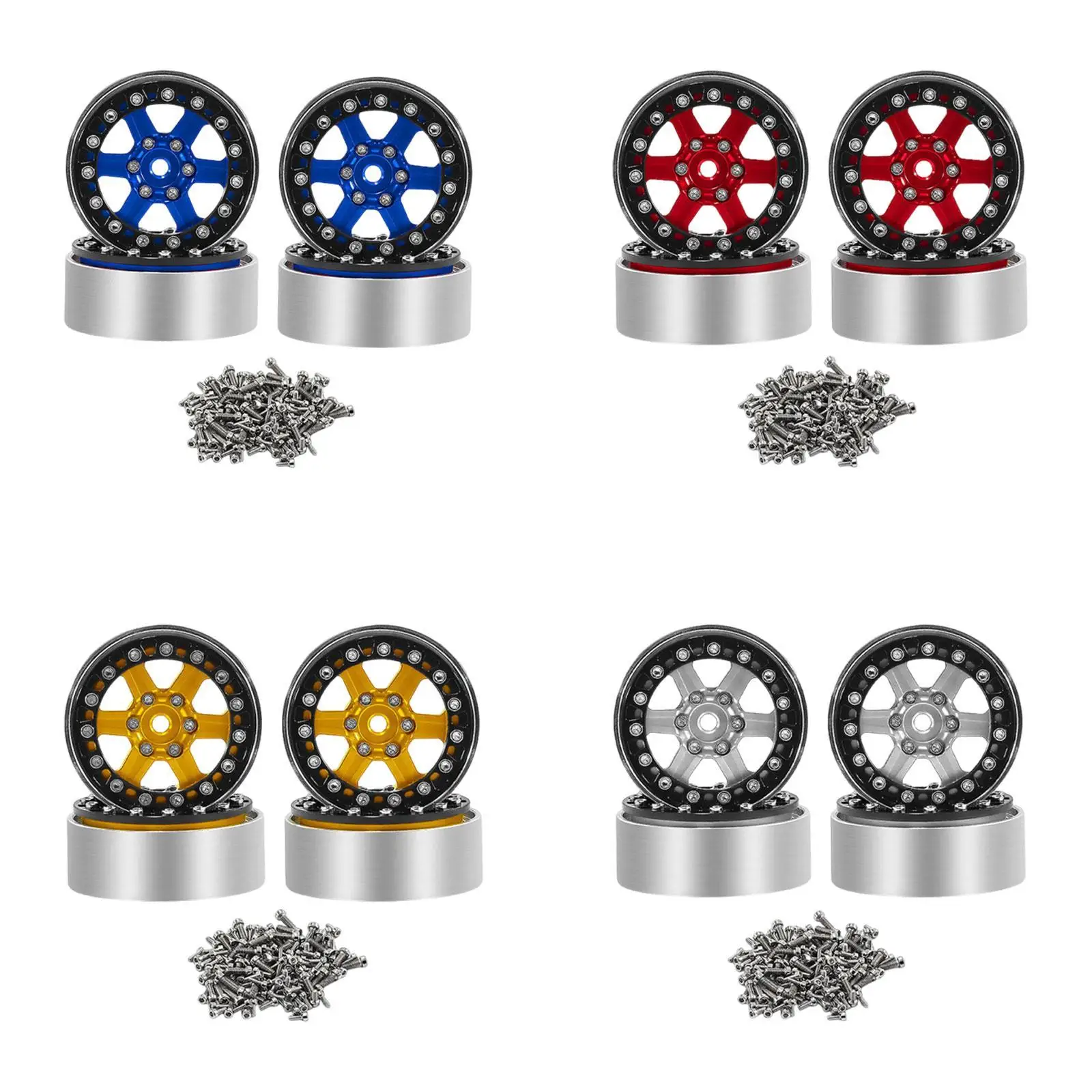 4 ชิ้น, 1/18 1/24 ล้อแม็กซ์รถบังคับวิทยุ, ประสิทธิภาพสูง, เปลี่ยนได้, พกพาสะดวก, อะไหล่รถบังคับวิทยุ อลูมิเนียมอัลลอย สำหรับ SCX24