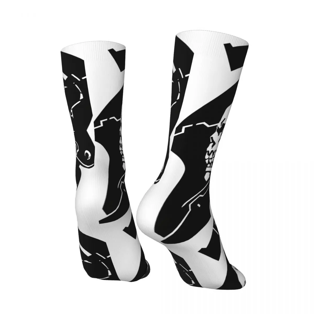 Funny Crazy compression Skull Sock for Men Hip Hop Harajuku M-Metal Gear Happy Seamless Pattern Printed Boys Crew Sock