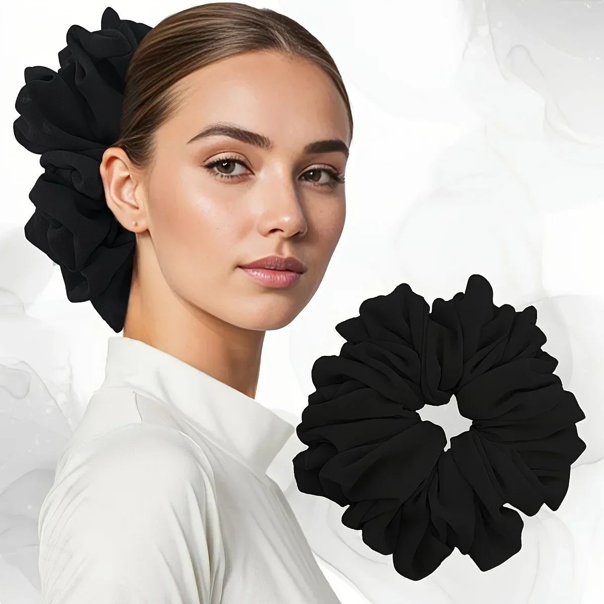 Big Size Chiffon Scrunchies For Muslim Women Custom Elastic Volumizing Oversized Neat stitching Malaysian Bunch Hair Tie